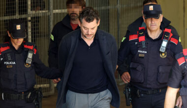Jonathan Andic, the son of Mango founder Isak Andic, is escorted by police following his arrest earlier this year. Credit: Getty