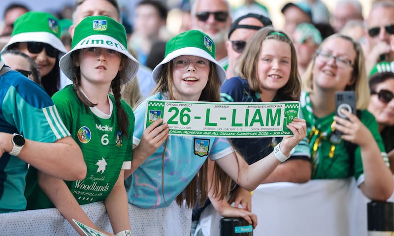 Limerick supporters welcome home their newly-crowned All-Ireland senior hurling champions on Monday. Photograph: James Crombie/Inpho