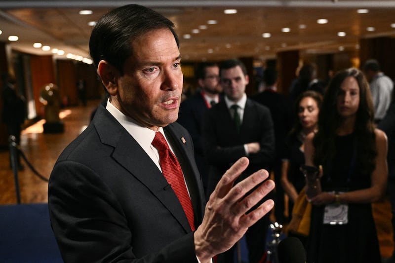 US Secretary of State Marco Rubio speaks to the press on the sidelines of the Association of Southeast Asian Nations (ASEAN) Foreign Ministers Meeting in Pasay. Photograph: Brendan Smialowski/AFP via Getty Images