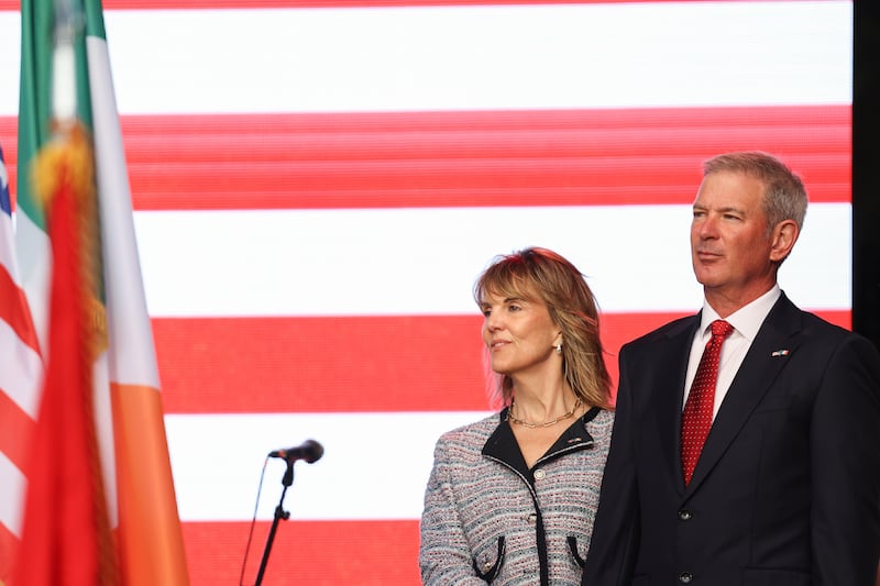 Ed Walsh on stage with his wife Lynn. Photograph: Dan Dennison
