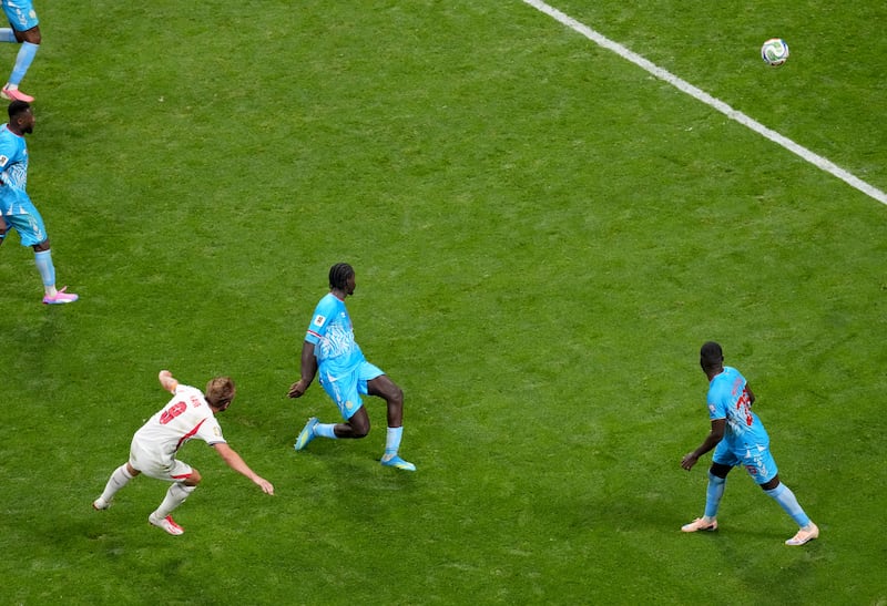 England's Harry Kane scores his second goal against DR Congo. Photograph: Nick Potts/PA Wire