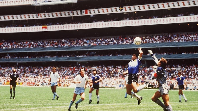England's campaign at the 1986 World Cup came to after a quarter-final defeat to Argentina at the Azteca in which Diego Maradona scored the 'Hand of God' goal. Photograph: Bongarts