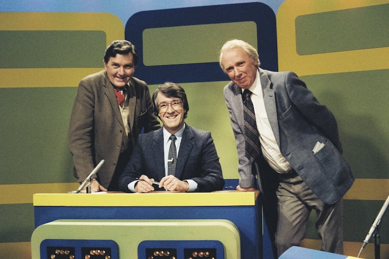 Brendan Balfe (centre) presenting Off the Beat in 1980 with Frank Hall and Hugh Leonard. Photograph: RTE Archive