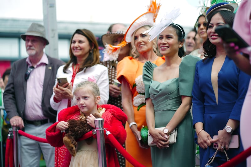 Five -year-old Molly-Mae Moran Ward enjoying Ladies Day at the Galway Races Summer Festival on Thursday. Photograph: Brian Lawless/PA