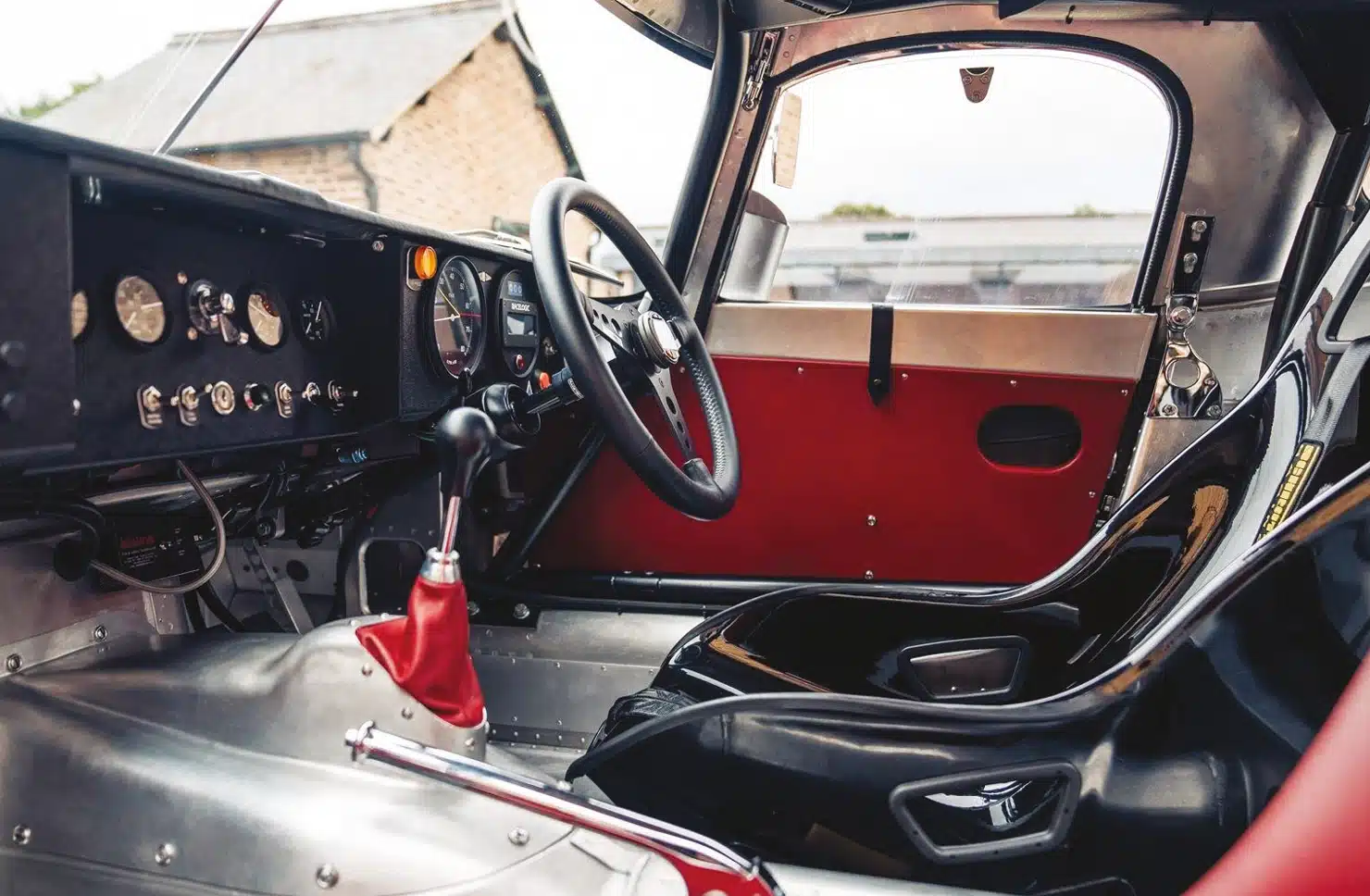 Jaguar E-type Lightweight race-focused cockpit and interior