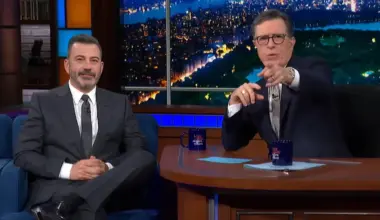 Jimmy Kimmel as a guest on The Late Show With Stephen Colbert