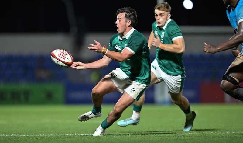 Ireland’s Daniel Green in action during the Junior World Championship game against Fiji. Photograph: Levan Verdzeuli/Inpho
