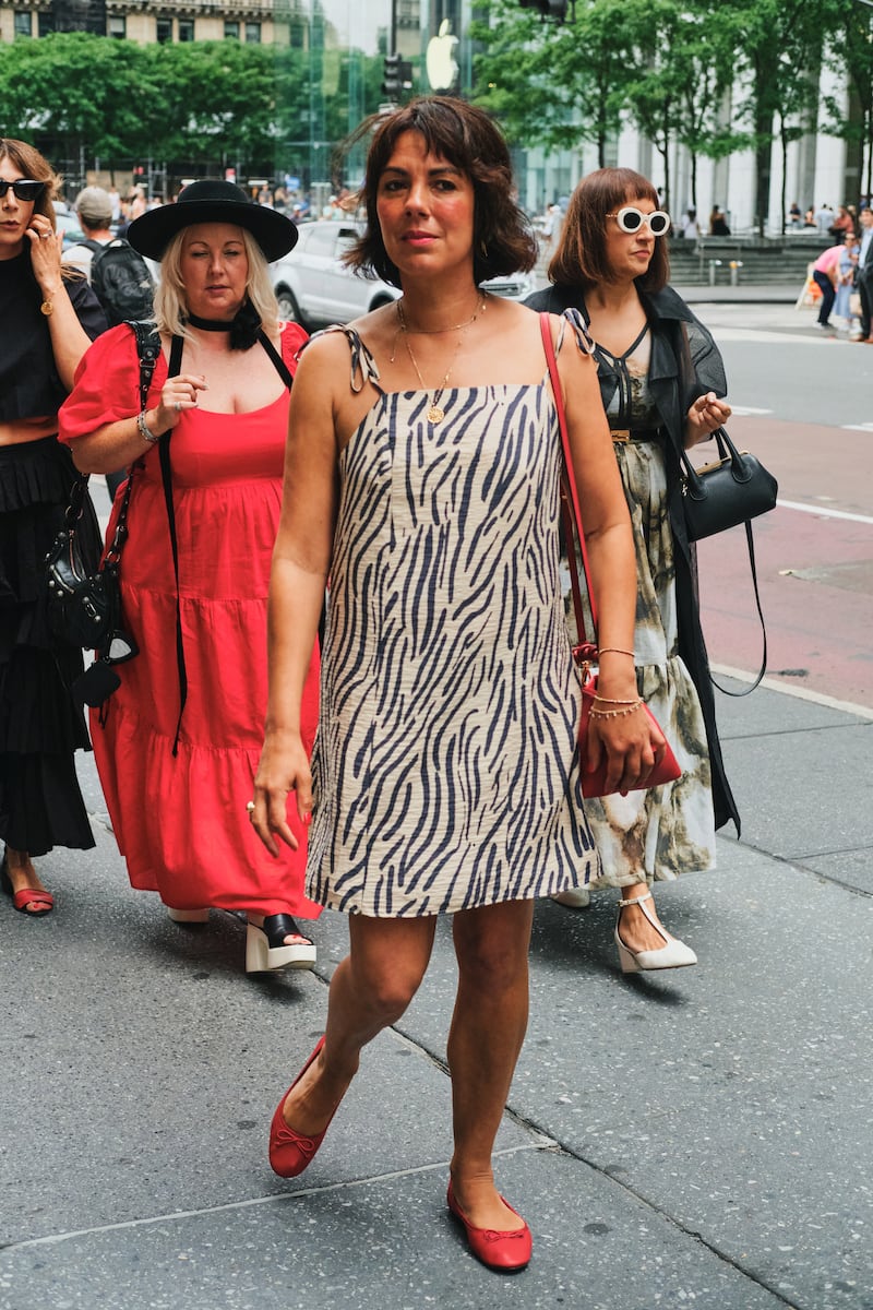 Bright colours and patterns can be a nice middle ground if you don’t want to wear light or pastel shades. Photograph: Simbarashe Cha/The New York Times