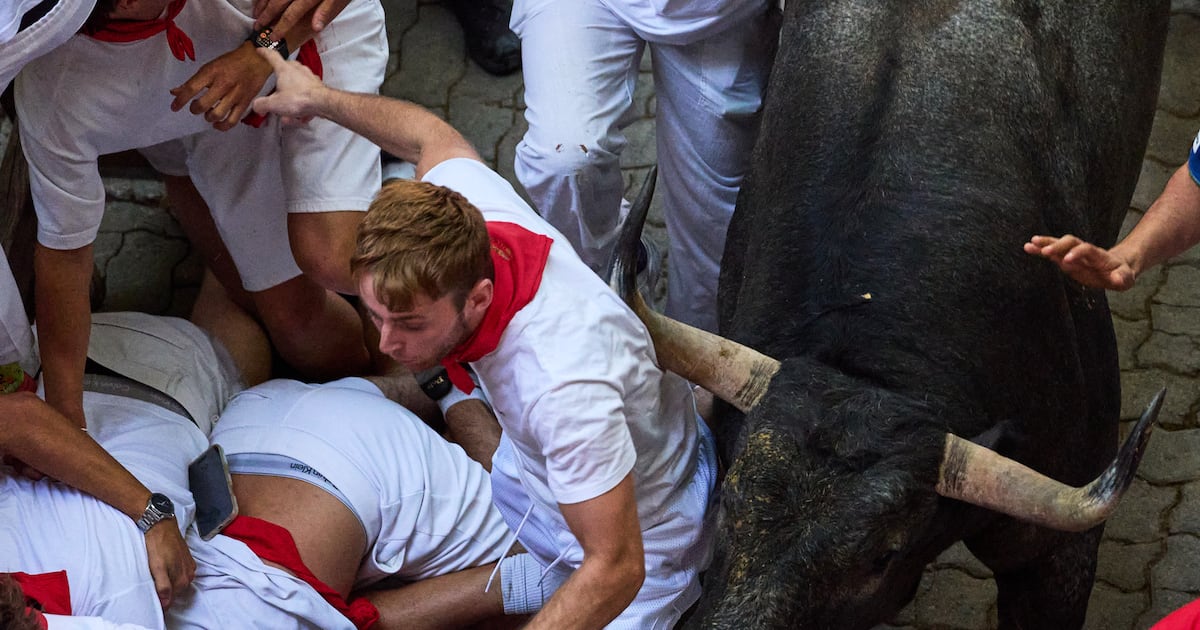 Runner gored in face at Spain’s San Fermin bull run festival – The Irish Times