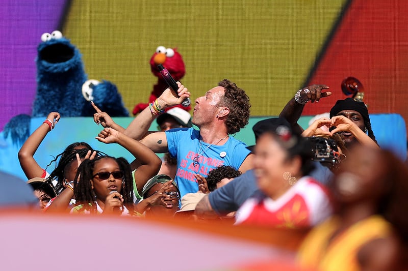World Cup half-time show: Coldplay's Chris Martin. Photograph: Carl Recine/Getty Images
