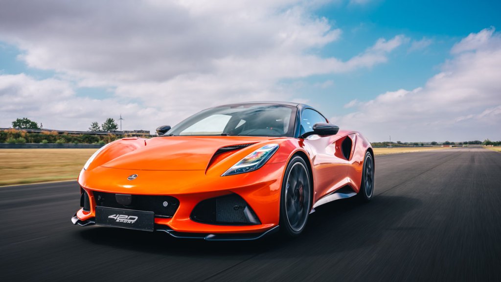 Driving a Lotus Emira 420 Sport on track.