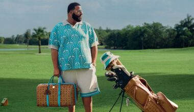 DJ Khaled with pieces from his MCM collaboration.
