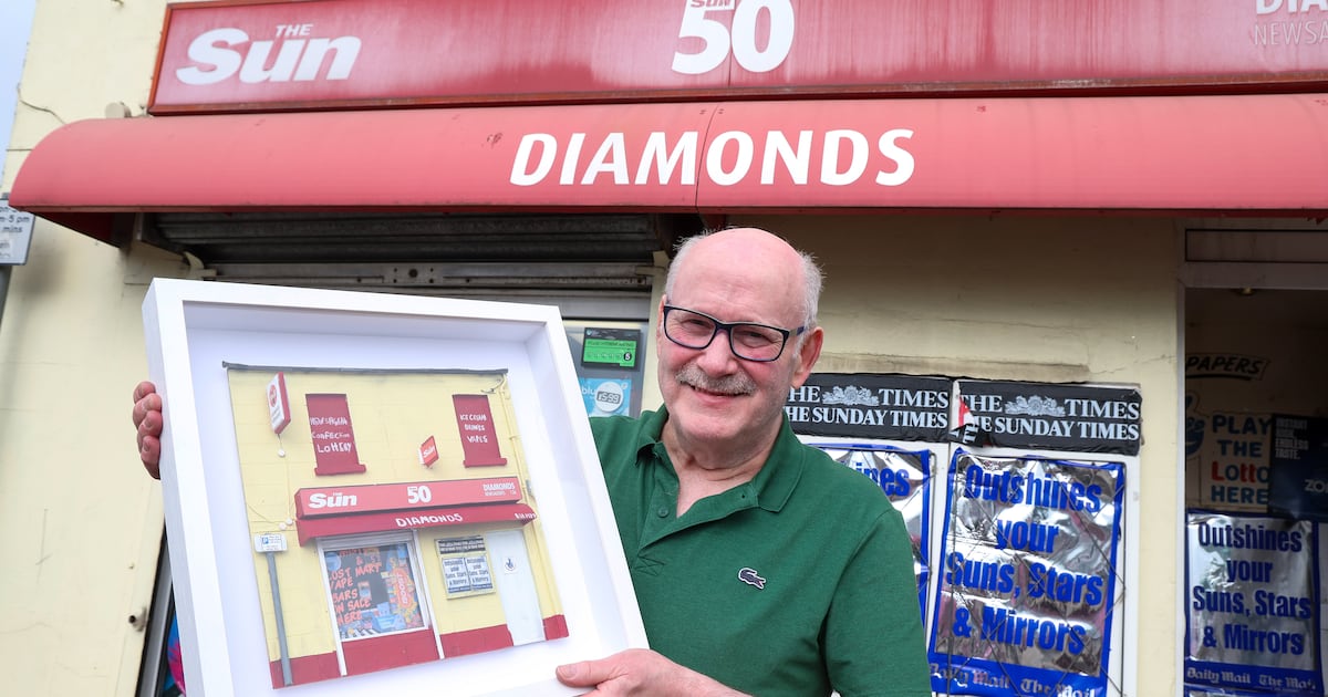 Northern Ireland’s best-known newsagent gifted model of iconic Ballymena shop by acclaimed artist ahead of retirement – The Irish News