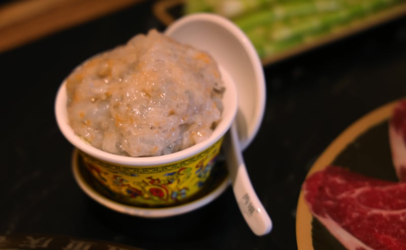 Fish roe shrimp paste at Chongqing Hotpot. Photograph: Bryan O'Brien