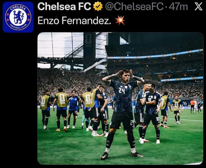 Chelsea saluting that Enzo Fernandez equaliser against England.