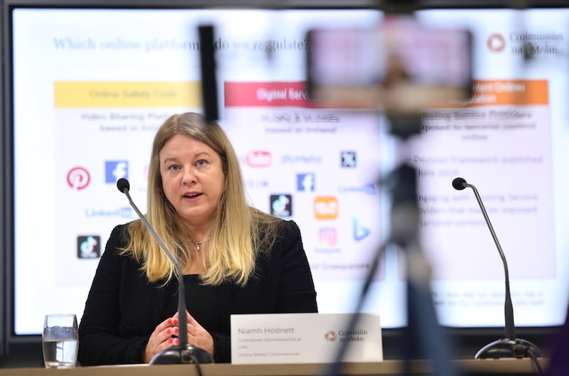 Niamh Hodnett is leaving the role of Online Safety Commissioner with Coimisiún na Meán. Photograph: Dara Mac Dónaill