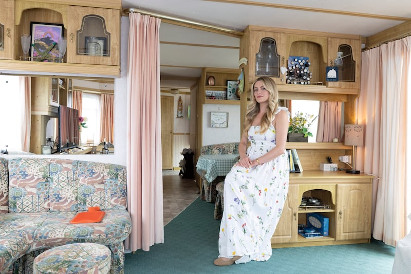 Jessica Strawbridge in a mobile home in Portnoo, Donegal.
Photograph: Joe Dunne