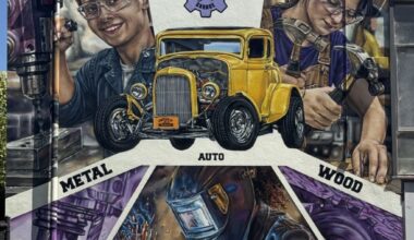 Spray paint spectacle: Max Bala completes 'Trades Mural' at Petaluma High