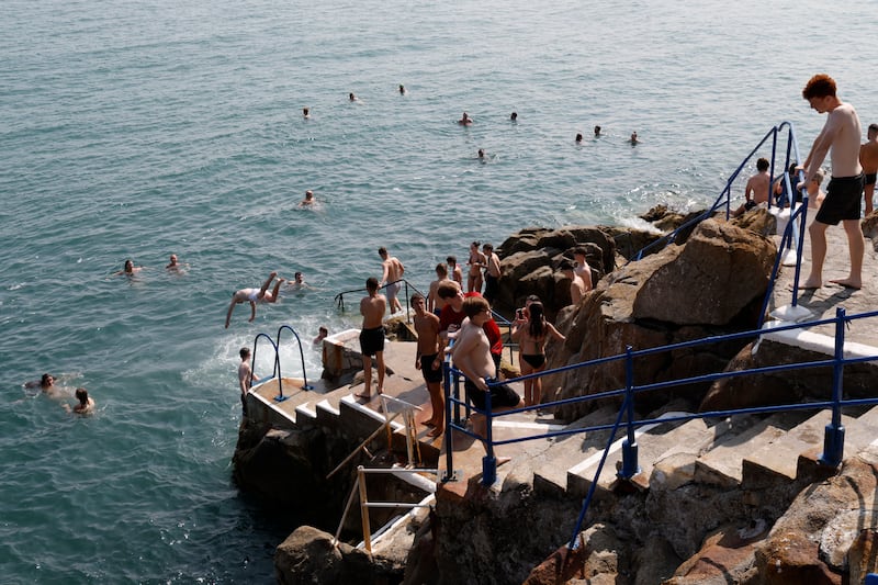 Swimmers at the Vico bathing area in 2025. Photograph: Nick Bradshaw