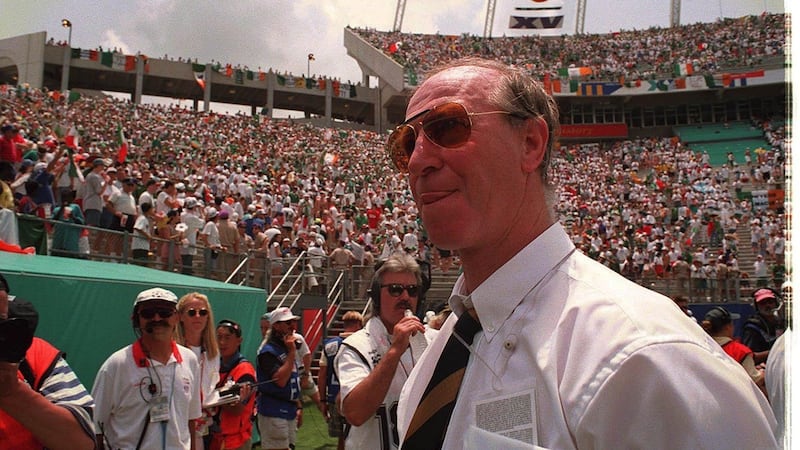 Republic of Ireland manager Jack Charlton: there were no official hydration breaks during games at the World Cup in 1994 and Fifa even banned players from consuming bottled water on the pitch. Photograph: Joe St Leger/The Irish Times