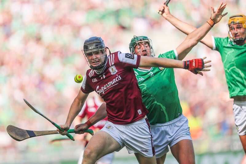 Galway's Jason Rabbitte in action against Limerick's Sean Finn. Photograph: Bryan Keane/Inpho