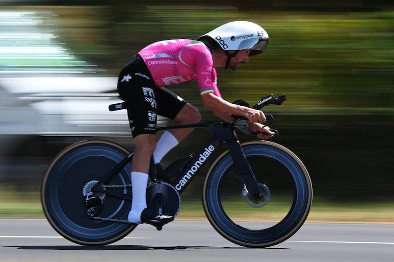 EF Education - EasyPost team's Irish rider Ben Healy cycles during the 16th stage of the 113th edition of the Tour de France. Photograph: Anne-Christine Poujoulat/AFP via Getty