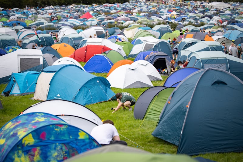 Camping during day one of All Together Now 2025. Photograph: Dan Dennison