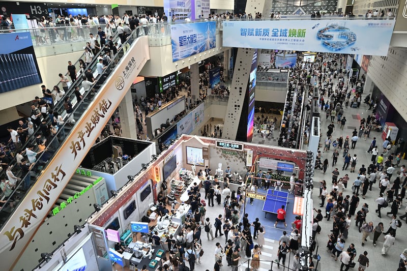 The World Artificial Intelligence Conference in Shanghai. Photograph: Hector Retamal/AFP via Getty Images