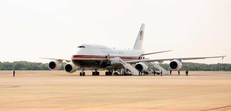 The new Air Force One, which was donated to the US by Qatar. Photograph: Doug Mills/The New York Times
                      