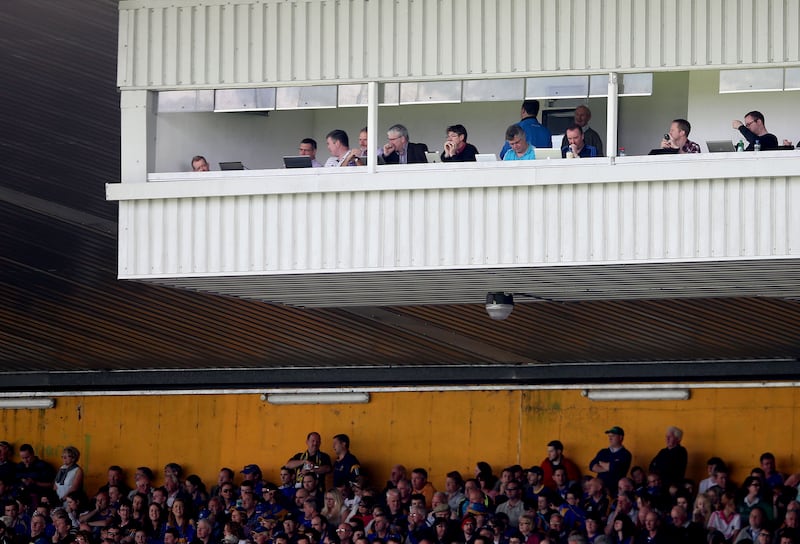 The Semple Stadium press box in Thurles, Co Tipperary. Photograph: James Crombie/Inpho