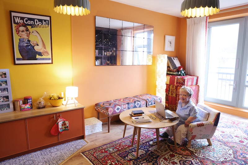 Elizabeth works from her kitchen/livingroom. Photograph: Bryan O’Brien