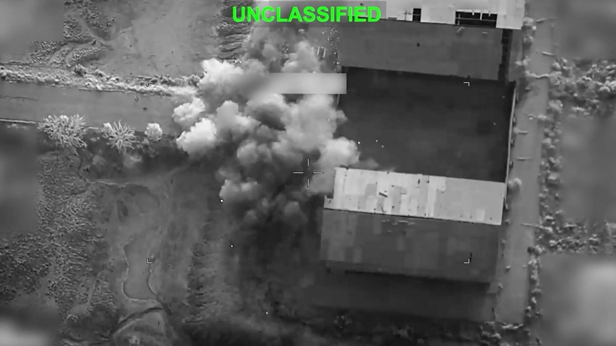 This screen grab made on July 15, 2026, from a handout video released by US Central Command on July 13, 2026, shows what the US military says is a strike in Iran. The United States carried out a fresh round of strikes on Iran and renewed a blockade of its ports, while Tehran targeted American allies in the Gulf and vowed the Strait of Hormuz would remain closed 