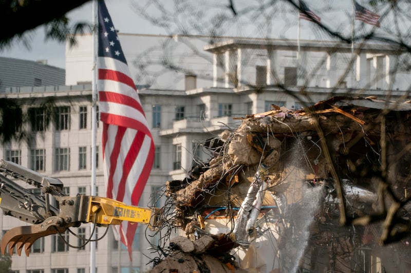 The demolition of a section of the East Wing of the White House during construction of a new ballroom in October 2025. Photograph: Stefani Reynolds/Bloomberg