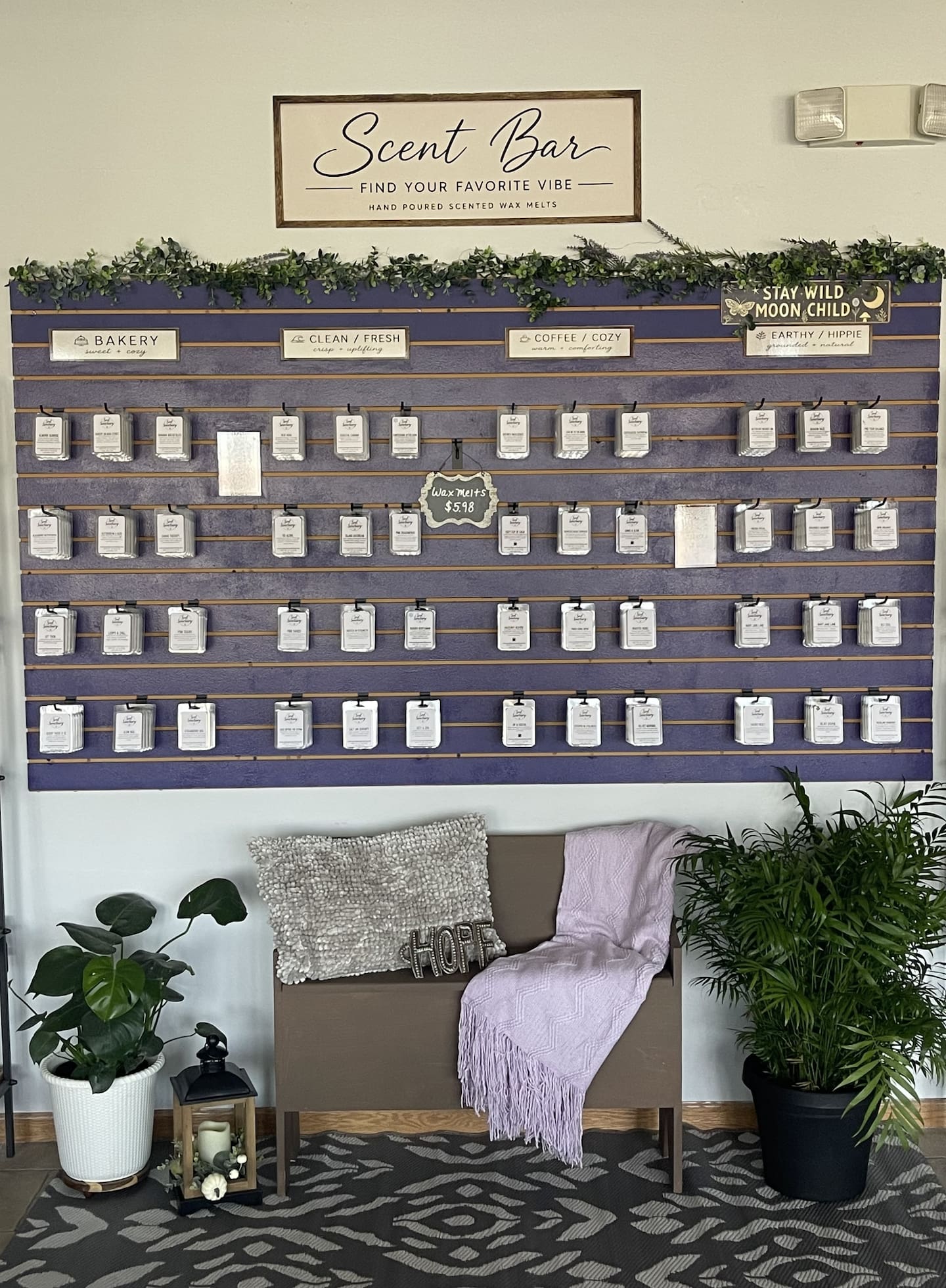 The scent bar at the Soul Sanctuary Shop in Joliet, a business inspired by owner Karen Mahoney’s journey from loss to healing, is seen in 2026.