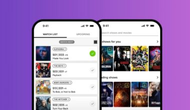 TV Time screens on 2 smartphones