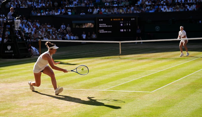 Linda Noskova of the Czech Republic during her Wimbledon final against Karolina Muchova. Photograph: Mike Egerton/PA