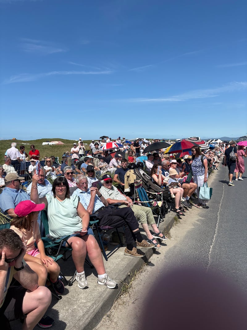 Some of the large crowd which gathered on Saturday in Rossnowlagh, Co Donegal for the annual Orange Order parade