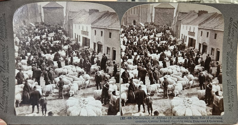 Stereoscopic images of a sheep fair in Athlone. Estimates of €60-€120 per batch at Purcell's auction on July 15th.