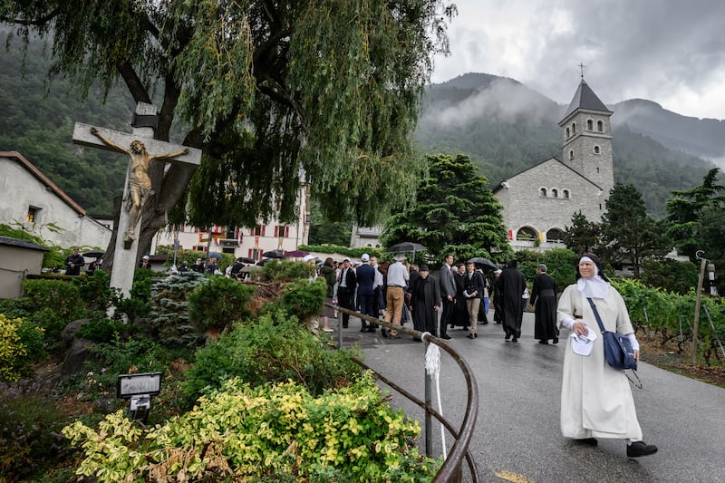 A nun walks down from the Seminary of Econe prior to the unapproved consecration of bishops on July 1st. Photograph: Fabrice Coffrini/AFP via Getty