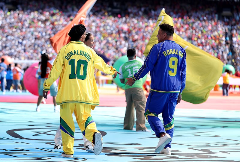 World Cup half-time show: Ronaldinho and Ronaldo. Photograph: Justin Setterfield/Getty Images