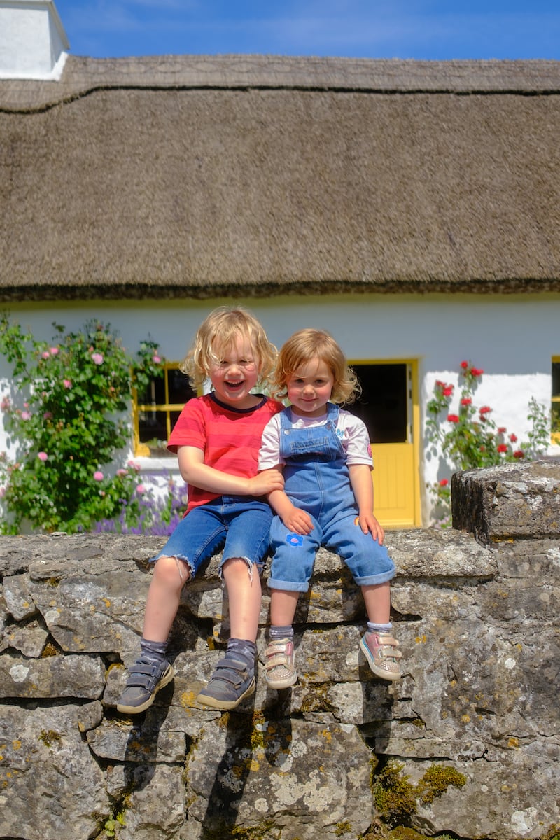 Mark Ryan and Louise Butler's children, Sonny and Ferne, at their cottage in Cross, Co Mayo. Photograph: Pedro Souza