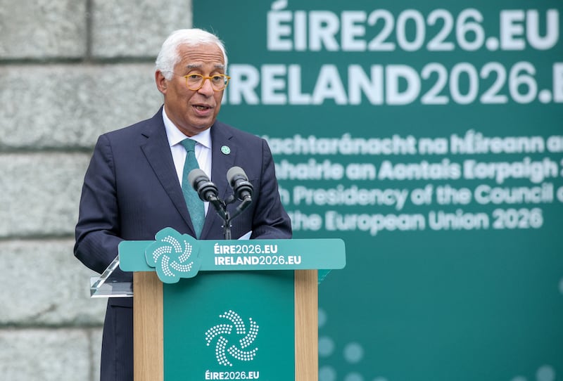 European Council president António Costa during a ceremony to mark the launch of Ireland's eighth EU presidency at Dublin Castle. Photograph: Paul Faith/AFP via Getty Images