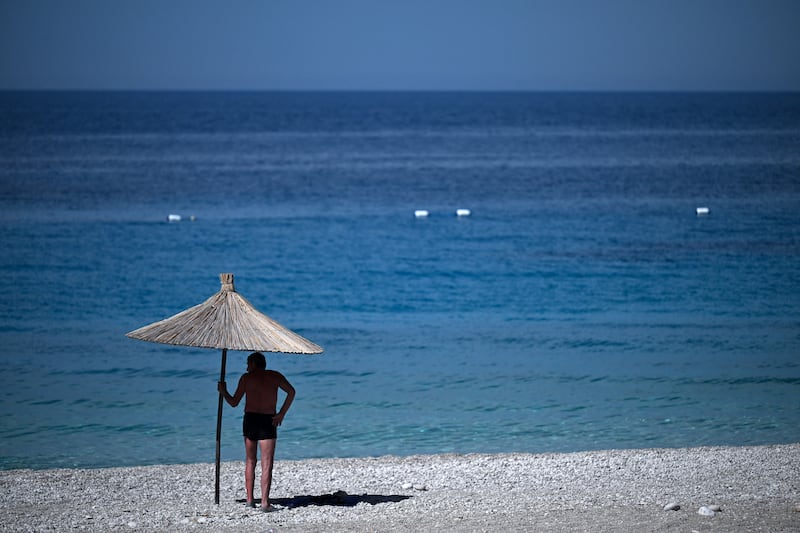 The beach at Dhermi in southern Albania during last month's heatwave. Photograph: Armend Nimani/AFP via Getty Images
