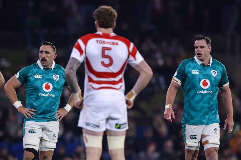 Ireland's Jack Conan and James Ryan. Photograph: Ben Brady/Inpho