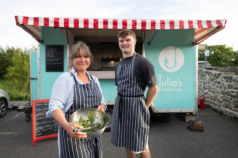 Julia Hemmingway with her son Freddie at Julia's Lobster Truck in Doolin, Co Clare. Photograph: Eamon Ward