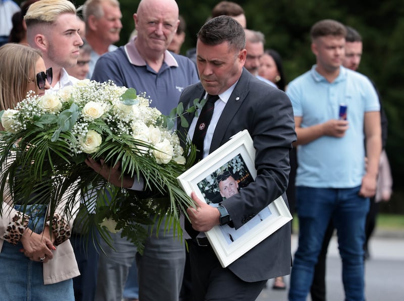The funeral of Mark McCullagh-Crichton at the Cathedral of Christ the King in Mullingar, Co Westmeath, on Thursday. Photograph: Collins 