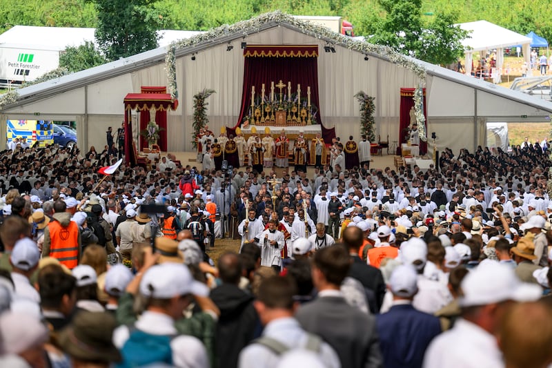 People attending the unapproved ceremony in Econe. Photograph: Harold Cunningham/Getty