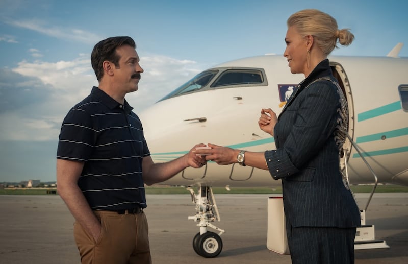 Hannah Waddingham with Jason Sudeikis in Ted Lasso. Photograph: Michael Becker/Apple TV