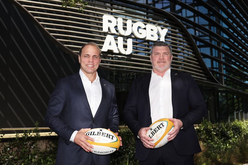 Rugby Australia chief Phil Waugh and Rugby Australia chairman Daniel Herbert. Photograph: Matt King/Getty Images