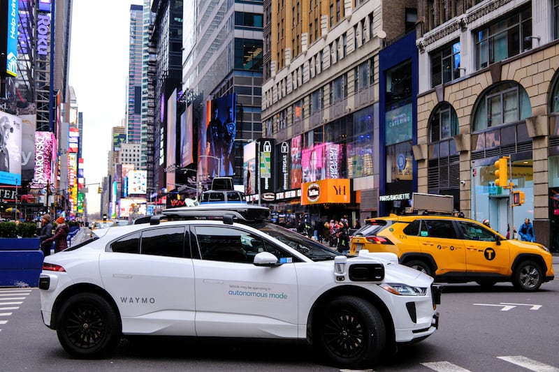 A Waymo autonomous self-driving car in Manhattan, New York City. Photograph: Charly Triballeau/AFP via Getty Images
